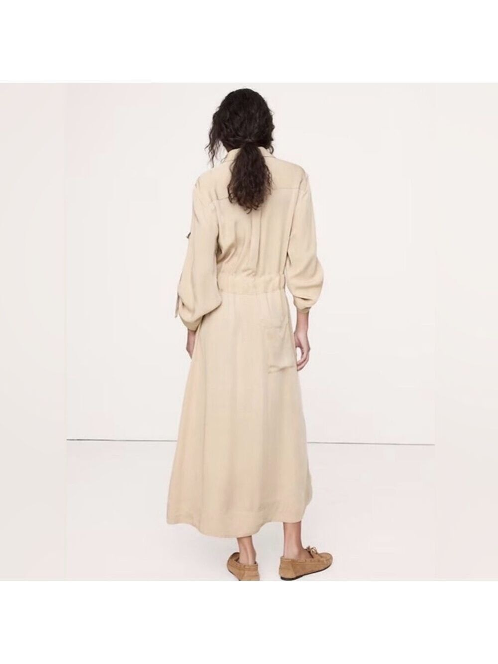 Banana Republic Archive Cashew Drapey Utility Safari Shirt Dress NWOT  Lagenlook - Picture 2 of 4